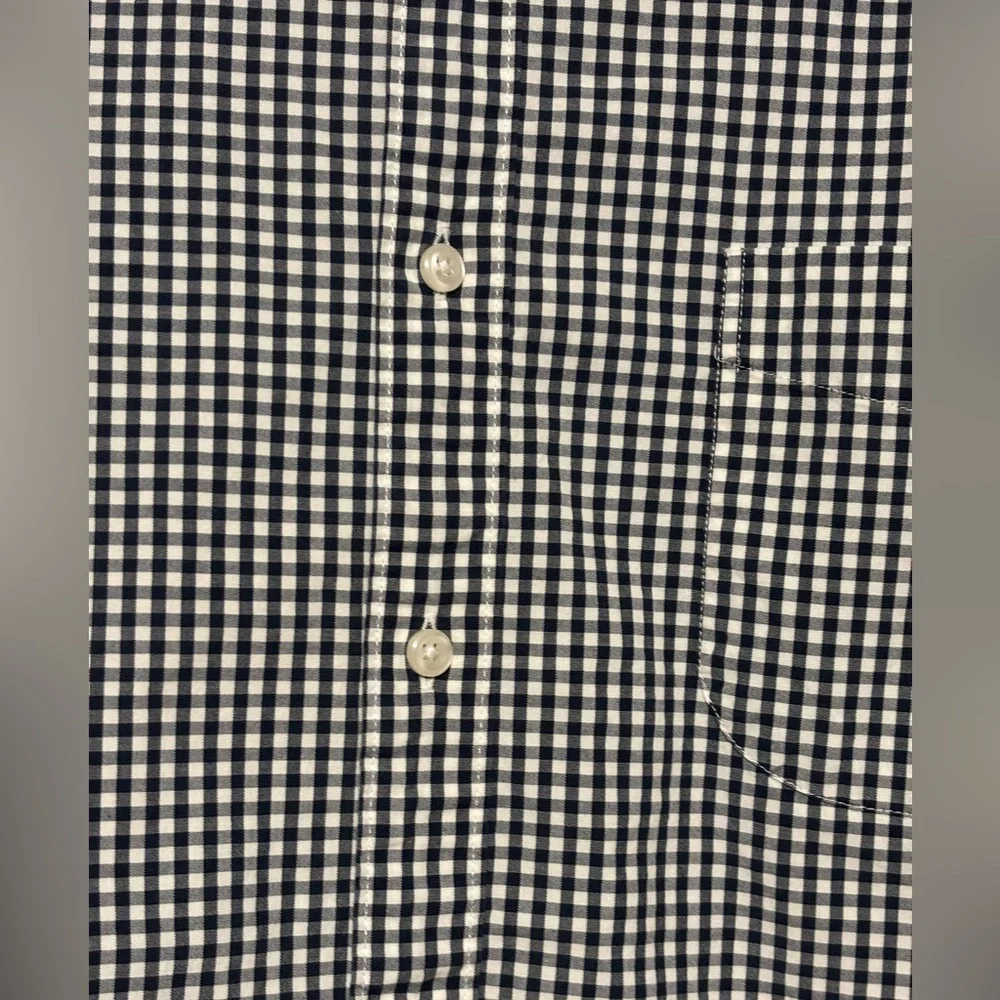 J. Crew Men's Large Gingham Check Navy And White‎ Slim Stretch